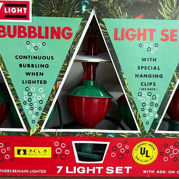 VINTAGE CHRISTMAS Bubbling 7 Light String Set - Picture 4 of 11